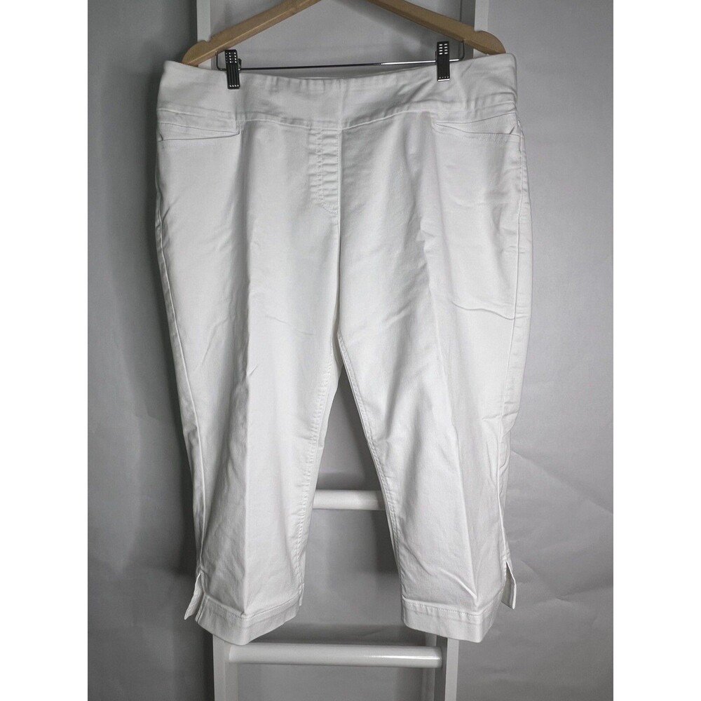 Westbound Woman 20W White Crop Pants Stretch Pockets 21 in Inseam Med Wt Fabric - Picture 1 of 14